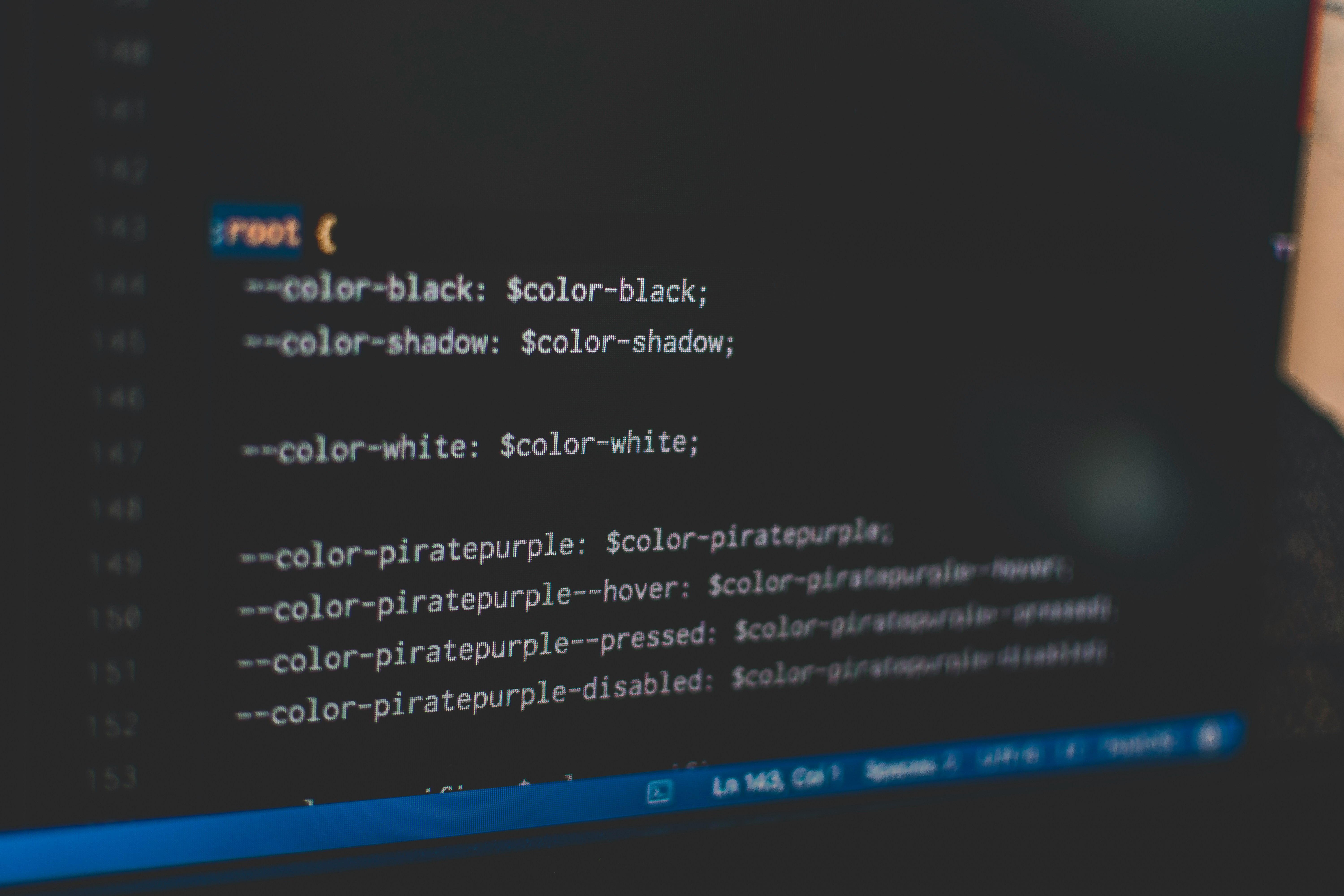 Some css variables inside of a text editor